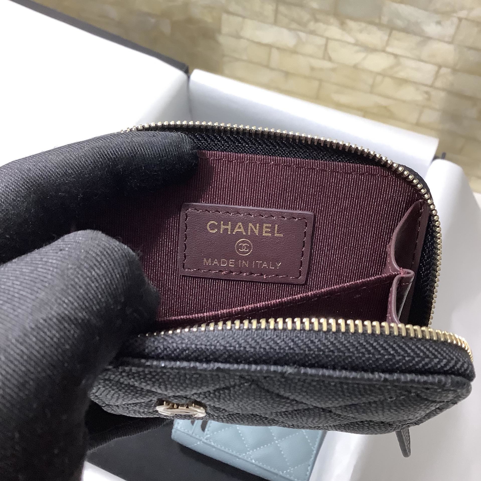 Ch**el CO-CO Small Card Holder Wallet Black Gold Hardware For Women 11cm/4.3in