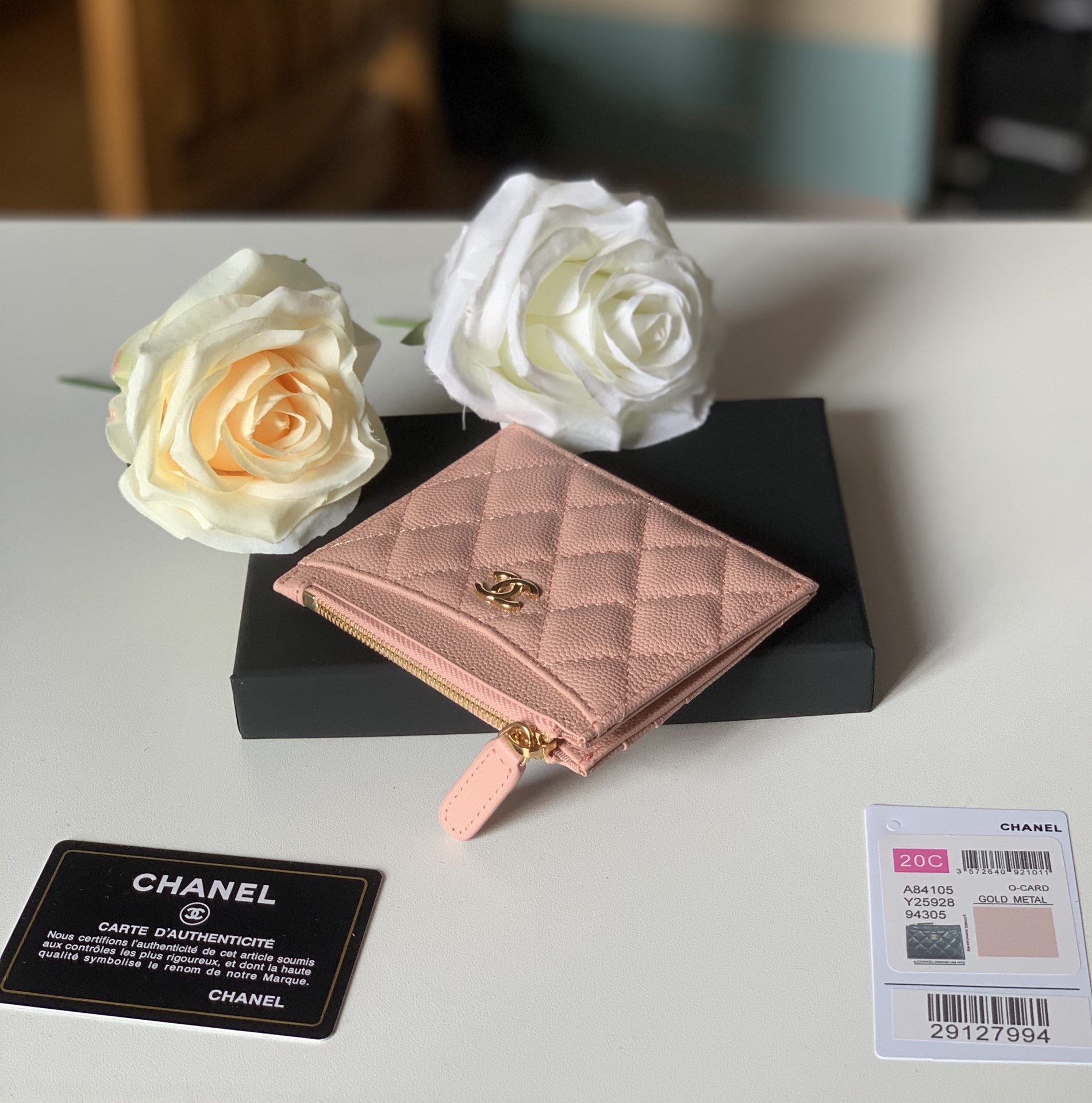 Ch**el Flat Card Holder Pink Bag For Women 11.5cm/4.5in