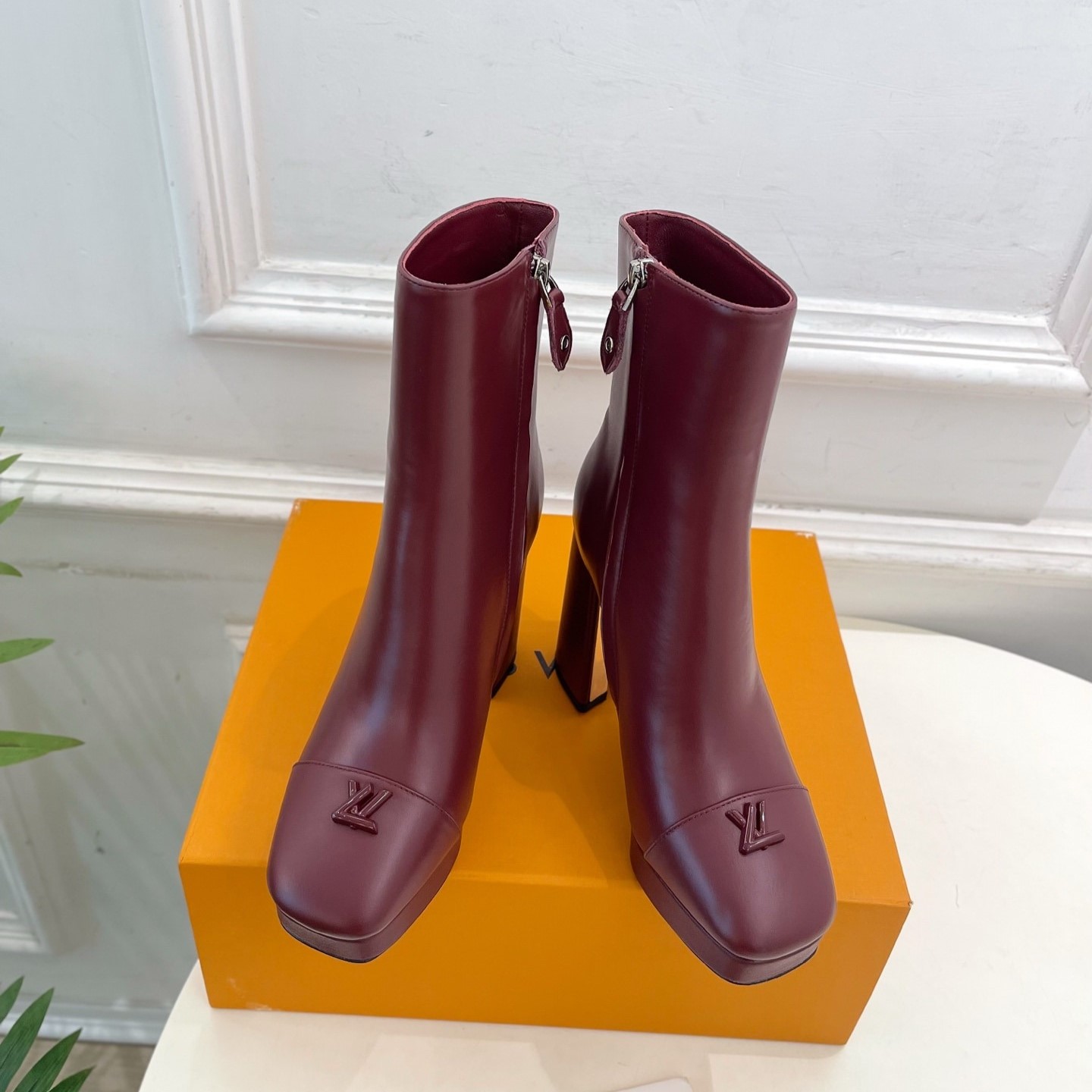 L0vis Vvtt0n Swing Platform Ankle Boots Bordeaux Red For Women