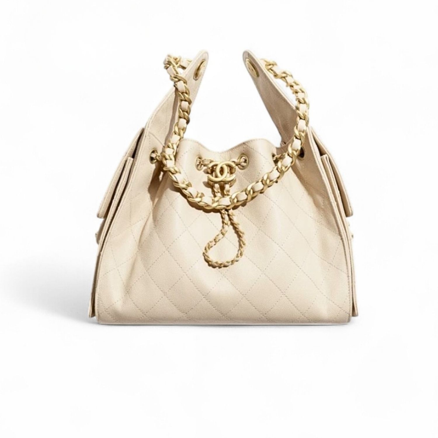 Ch**el 25 Small Handbag Beige For Women 10.2in/26cm AS5293-B20304-NAGEK