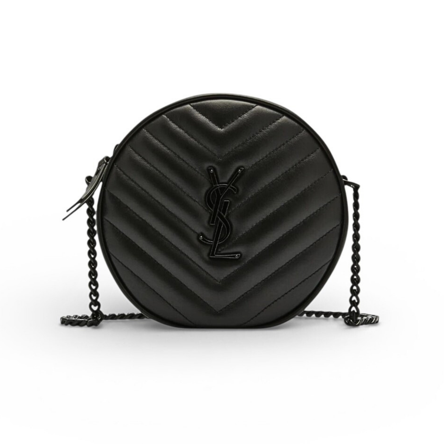 Sa1nt Lau*nt Vinyle Round Camera Crossbody Bag Black 6.6in/16.7cm For Women NMS21_V4HJ4