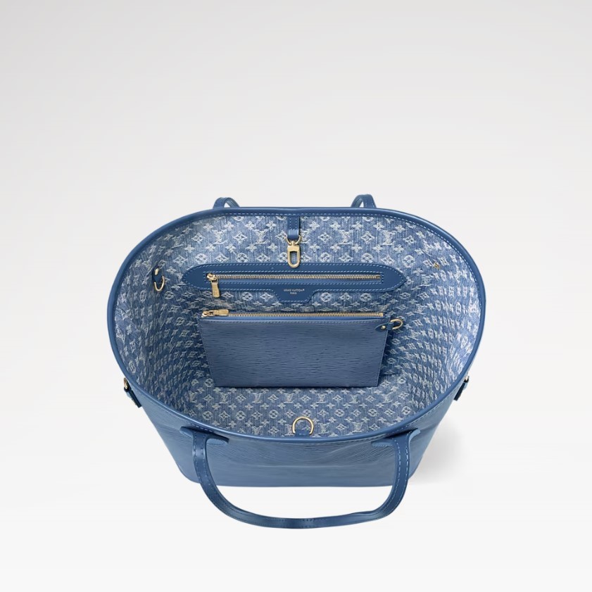 L0vis Vvtt0n Neverfull MM Denim Blue For Women 12.2in/31cm M14856