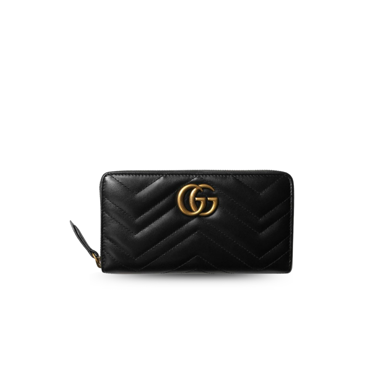Gvc*1 GG Marmont Zip Around Wallet Black For Women 7.4in/19cm 443123 DTD1T 1000