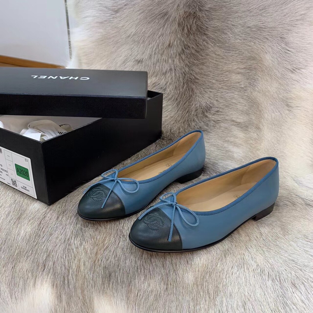 Ch**el Ballerina Flats Blue For Women, Women’s Shoes G02819