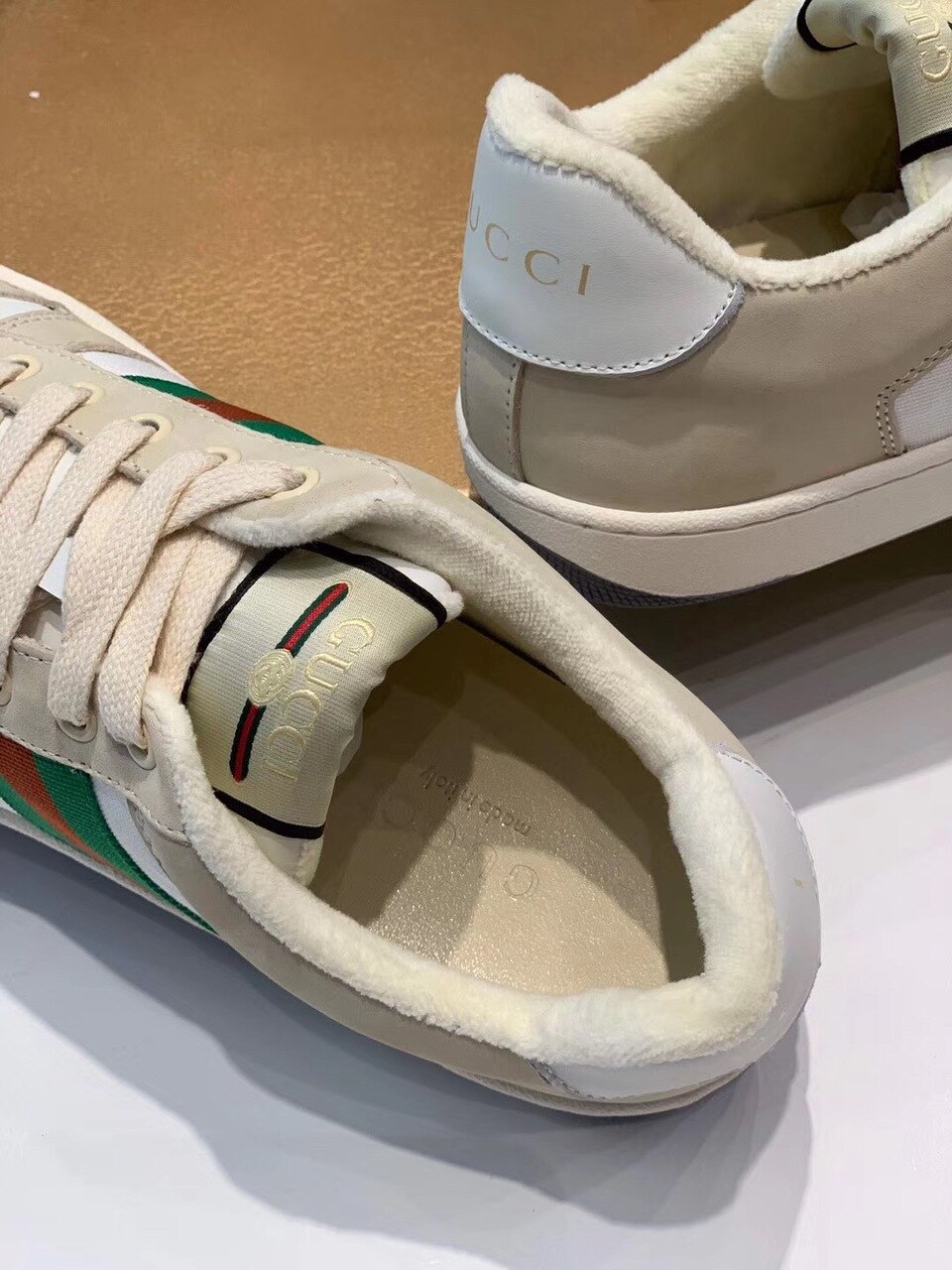 Gvc*1 Women’s Screener Sneaker With Web Beige/White For Women GG