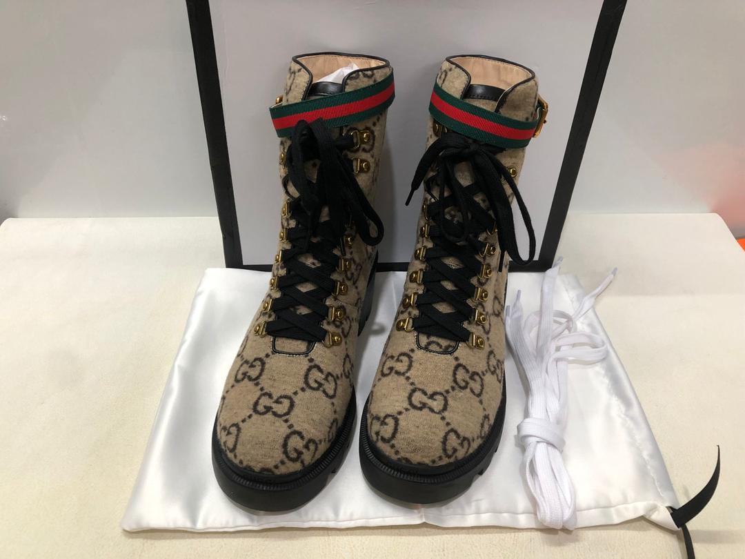 Gvc*1 Trip GG Wool Combat Boots By Canvas Beige/Ebony For Women GG