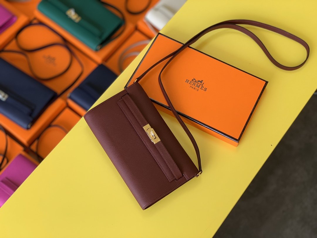 H**me5 Kelly Wallet To Go Woc Epsom Wine For Women, Women’s Wallet 8.3in/21cm