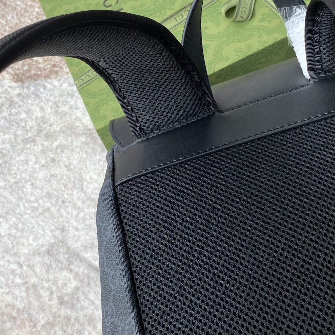 Gvc*1 Black Backpack Black/Grey Soft GG Svp*me Blue And Red Web For Men 16.5in/42cm 495563 K9R8X 1071