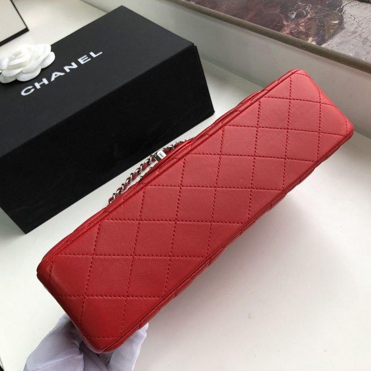 Ch**el Classic HandBag Red For Women 9.9in/25.5cm A01112