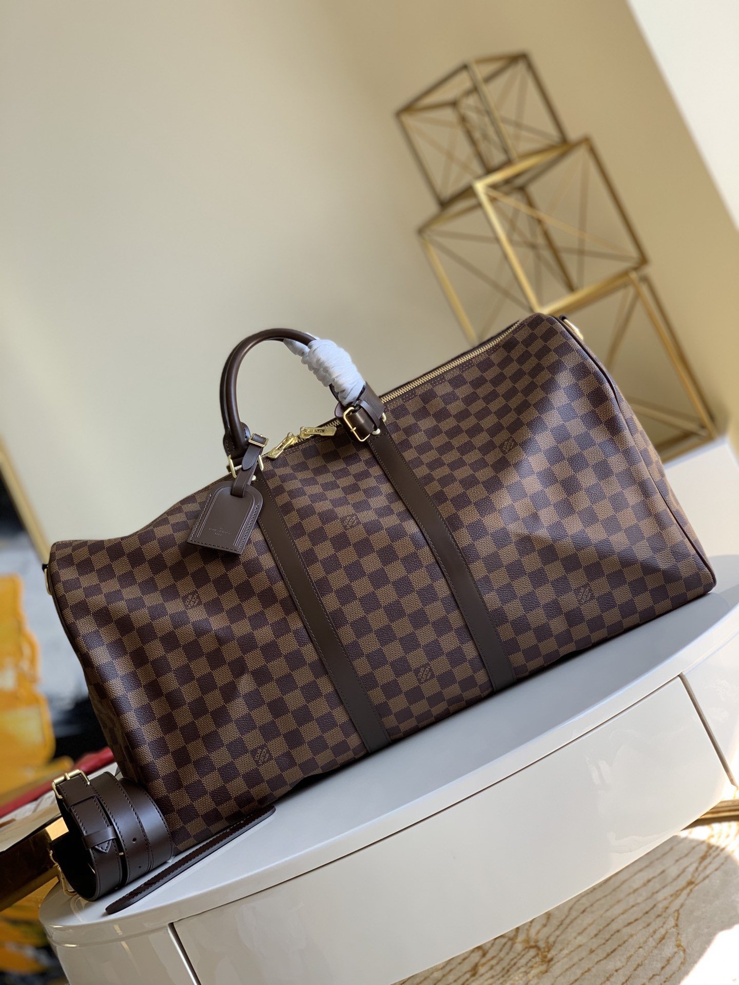 L0vis Vvtt0n Keepall Bandouliére 55 Damier Ebene Canvas