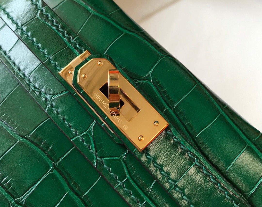H**me5 Mini Kelly 19 Green Crocodile Bag For Women, Women’s Handbags, Shoulder Bags 7.5in/19cm