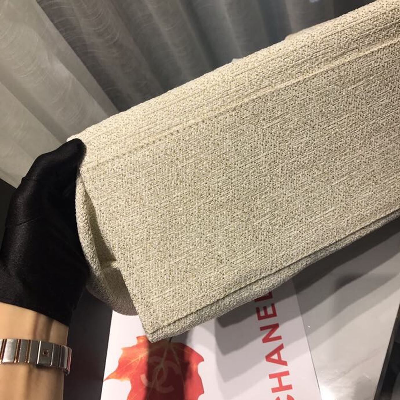 Ch**el Deauville Tote Tweed Canvas Bag Fall/Winter Collection, Beige/Cream/Gold/Multi For Women 15in/38cm