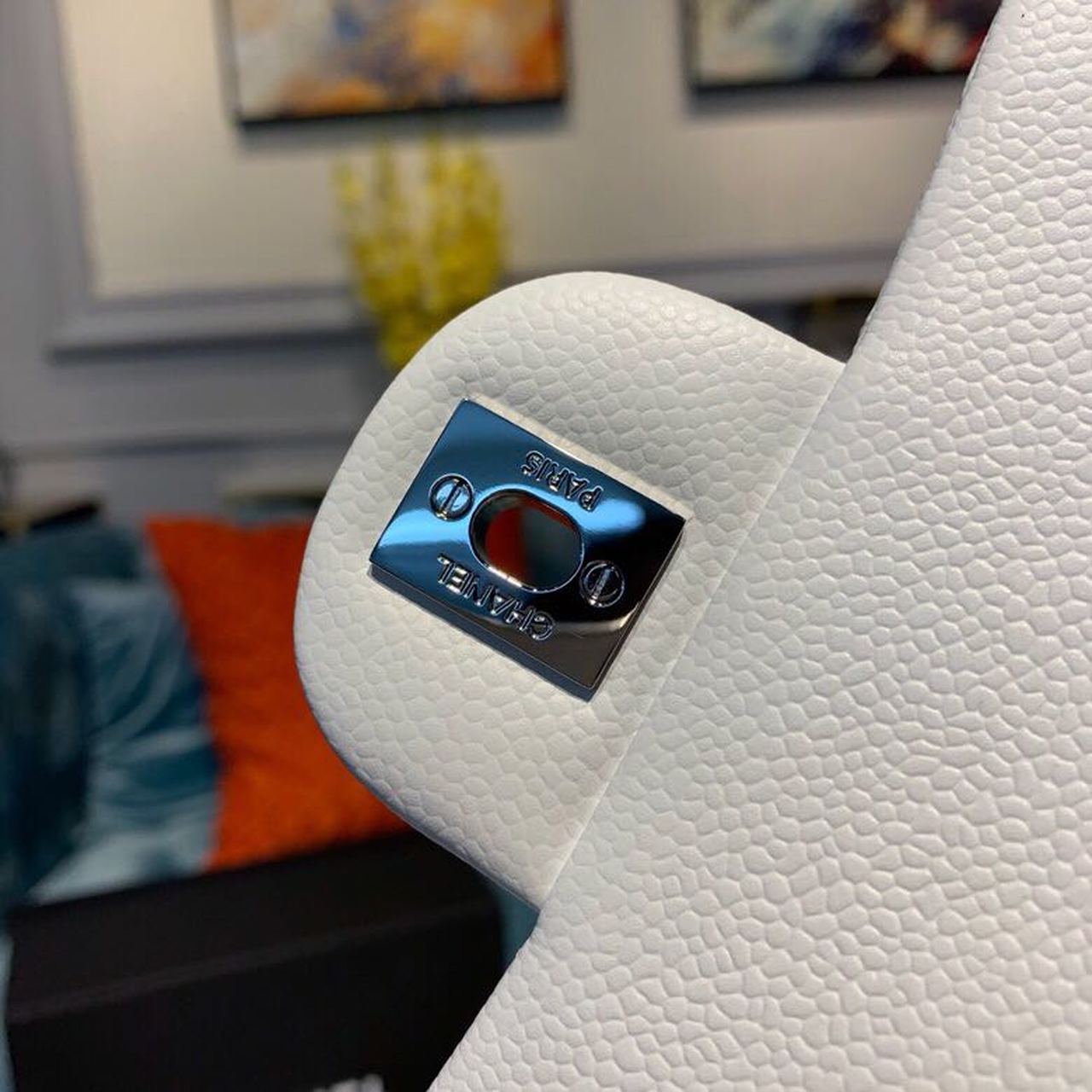 Ch**el Small Classic Handbag Silver Hardware White For Women, Women’s Bags, Shoulder And Crossbody Bags 7.9in/20cm A01113