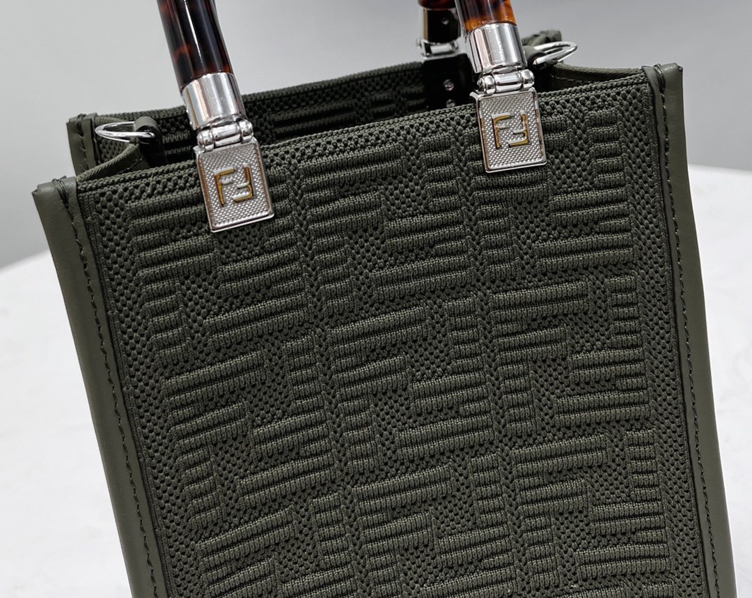 F**di Mini Sunshine Shopper Black For Women, Women’s Handbags, Shoulder And CrossBody Bags 7.1in/18cm FF 8BS051