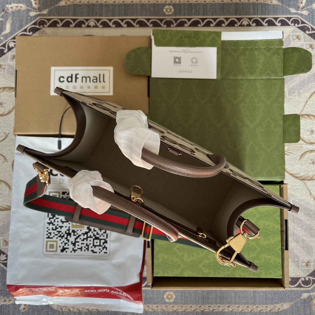 Gvc*1 Tote Bag With Jumbo Camel And Ebony Jumbo GG Canvas For Women 14.6in/37cm ‎678839 UKMDG 2570