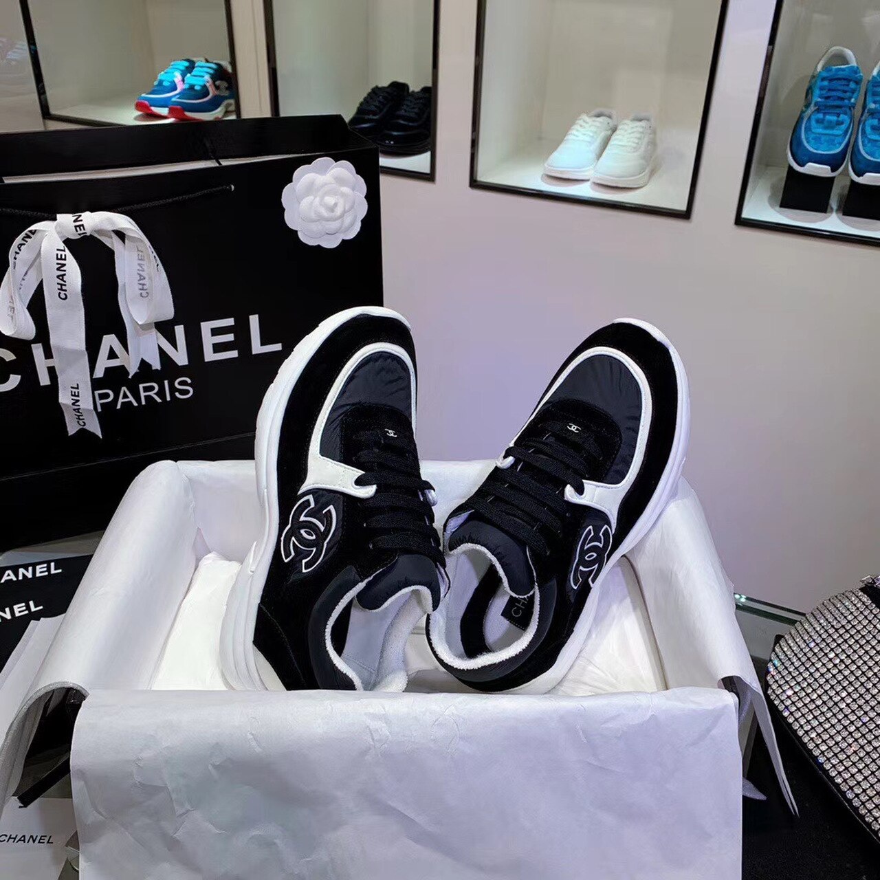 Ch**el Sneakers Black/White For Women, Women’s Shoes G34360