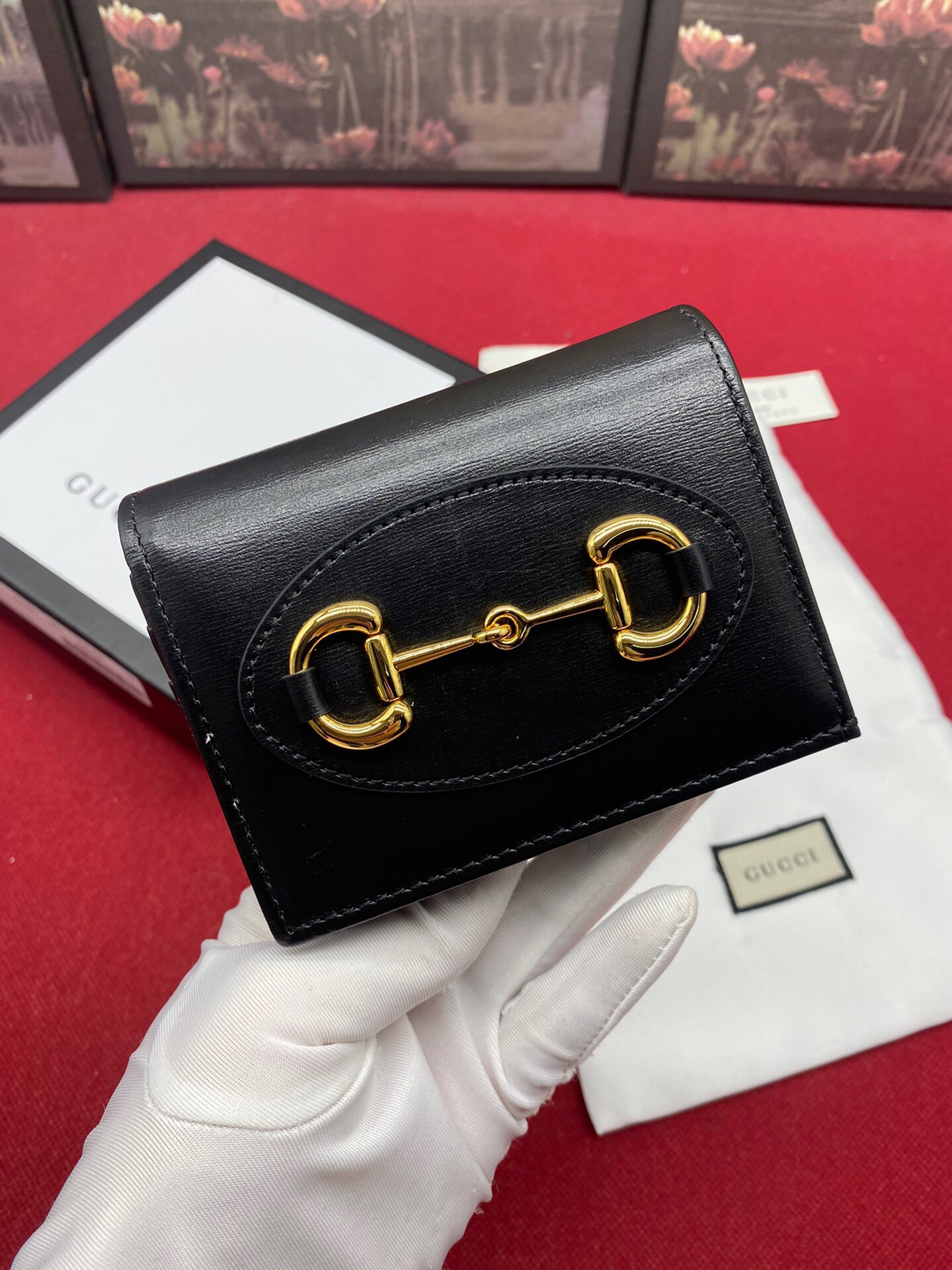 Gvc*1 Horsebit 1955 Card Case Wallet Black Women’s Wallet 11cm/4.3in GG 621887 0YK0G 1000