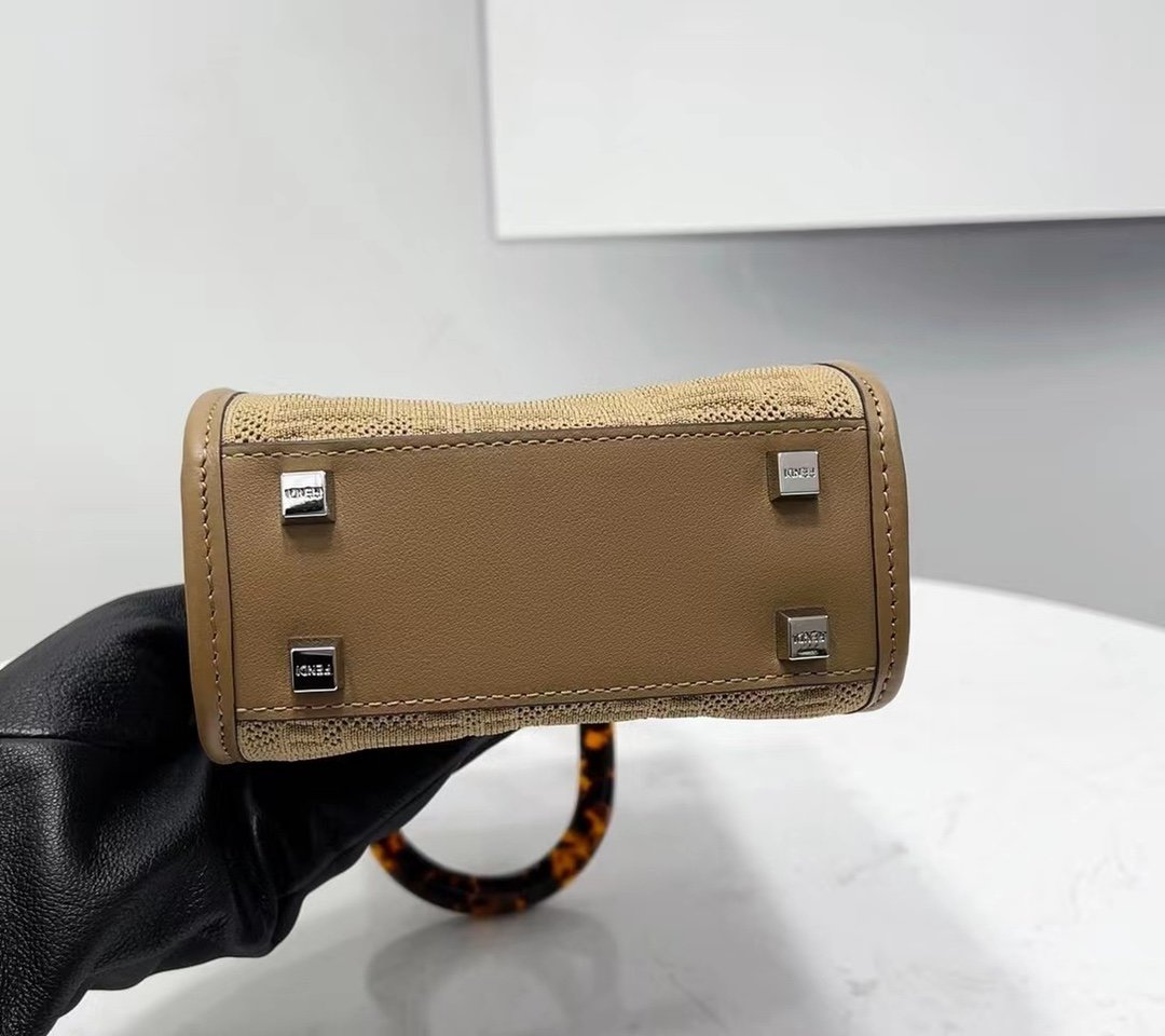 F**di Mini Sunshine Shopper Beige For Women, Women’s Handbags, Shoulder And CrossBody Bags 7.1in/18cm FF 8BS051