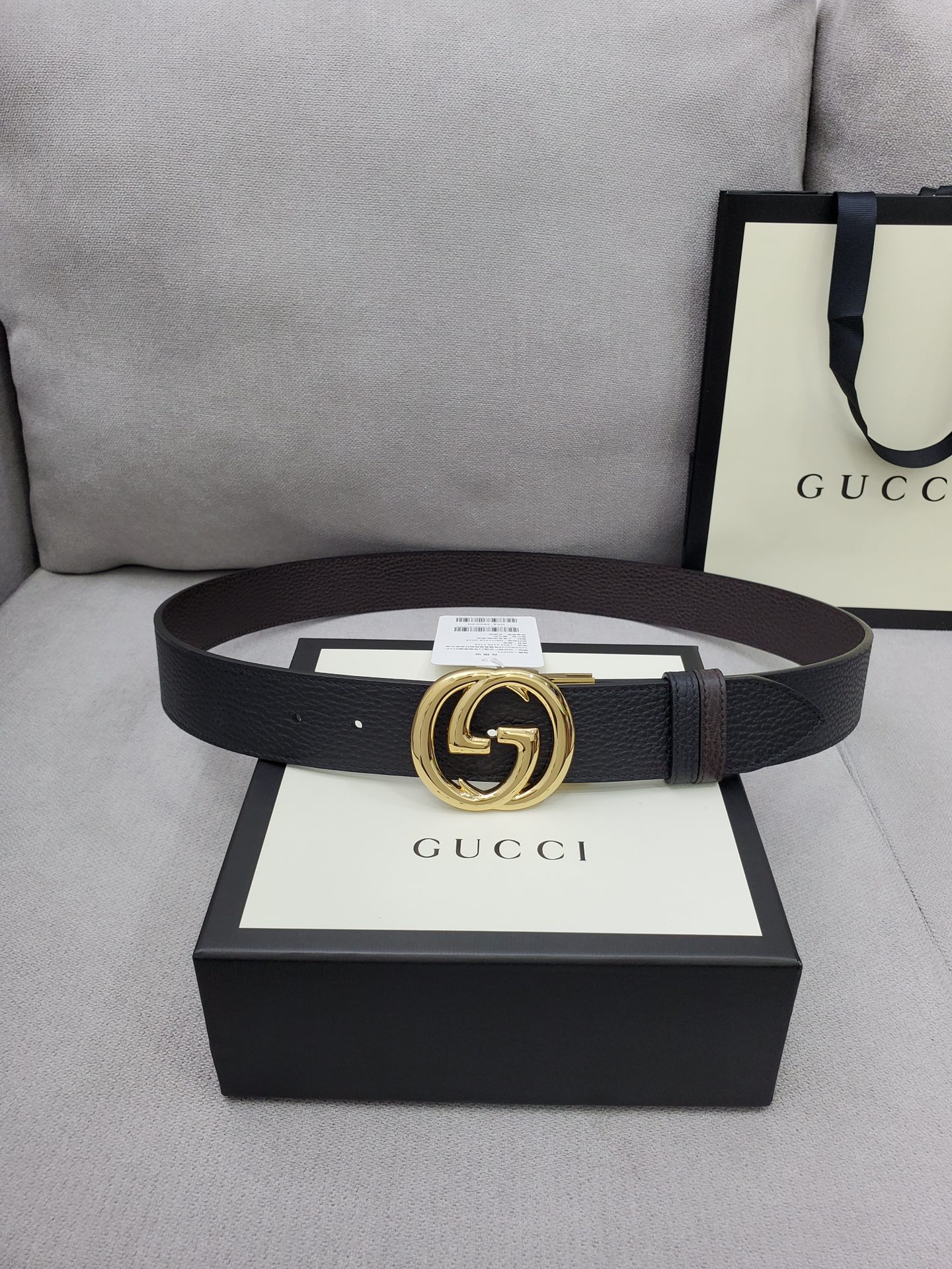 Gvc*1 Belt With Interlocking G Buckle Black For Women, Women Belt