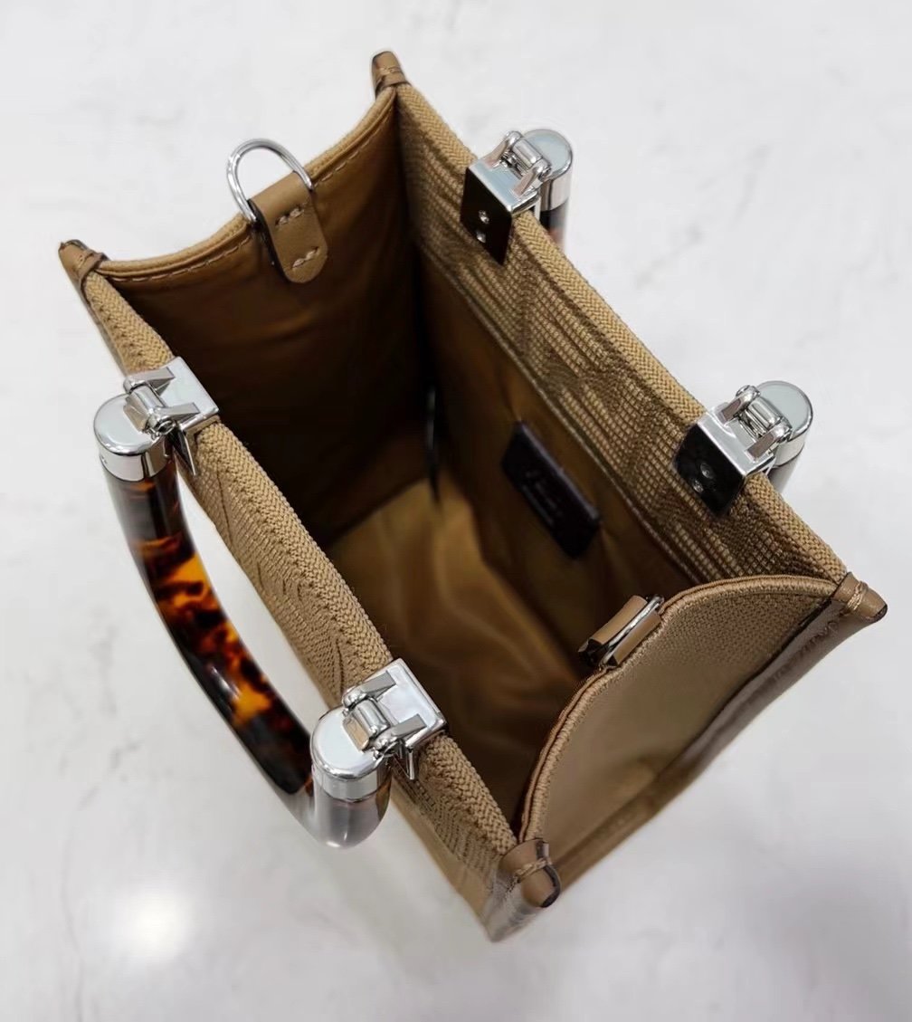 F**di Mini Sunshine Shopper Beige For Women, Women’s Handbags, Shoulder And CrossBody Bags 7.1in/18cm FF 8BS051