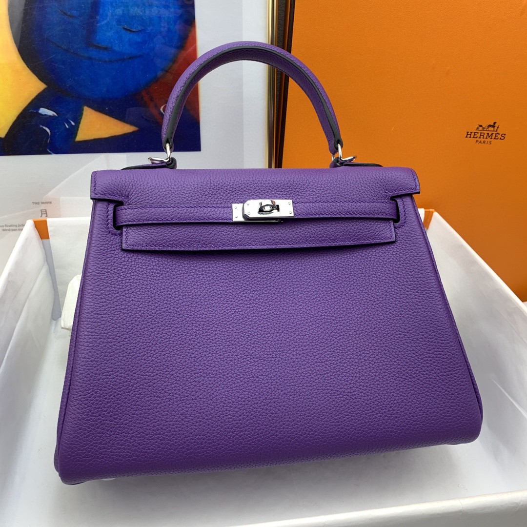 H**me5 Kelly 25 Retourne Togo Purple Bag For Women, Women’s Handbags, Shoulder Bags 10in/25cm