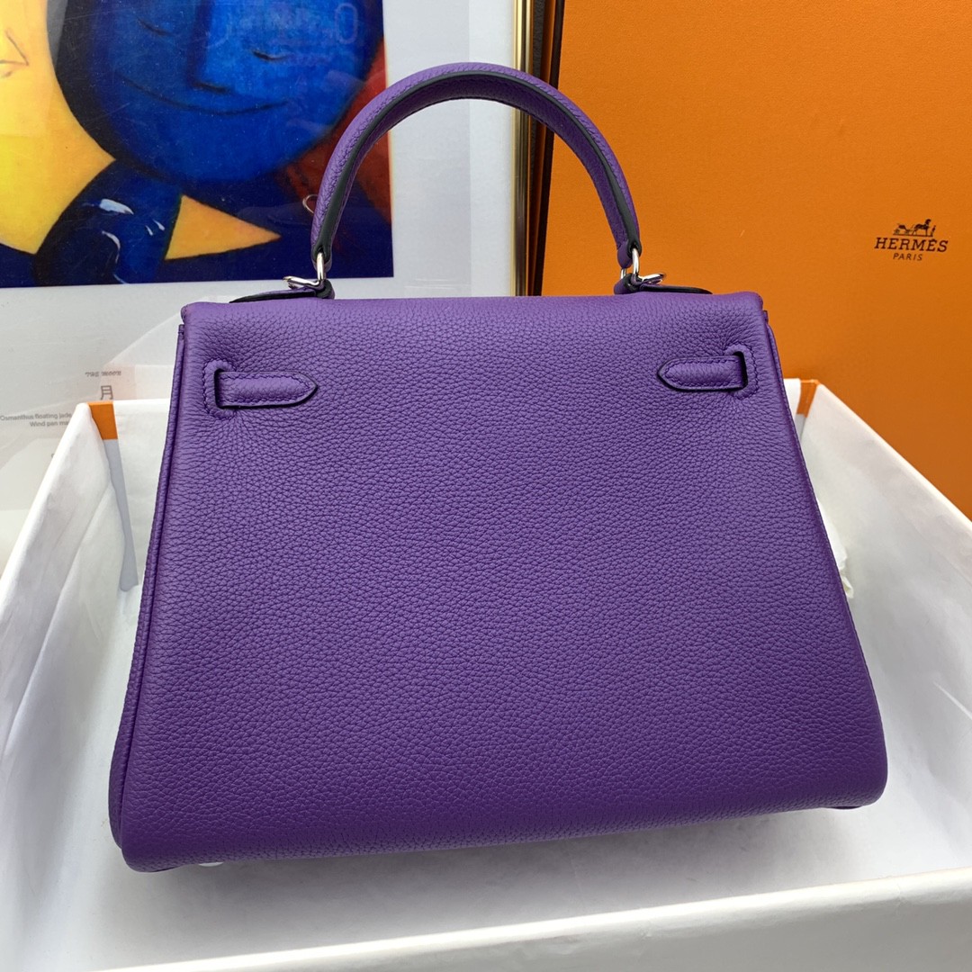 H**me5 Kelly 25 Retourne Togo Purple Bag For Women, Women’s Handbags, Shoulder Bags 10in/25cm