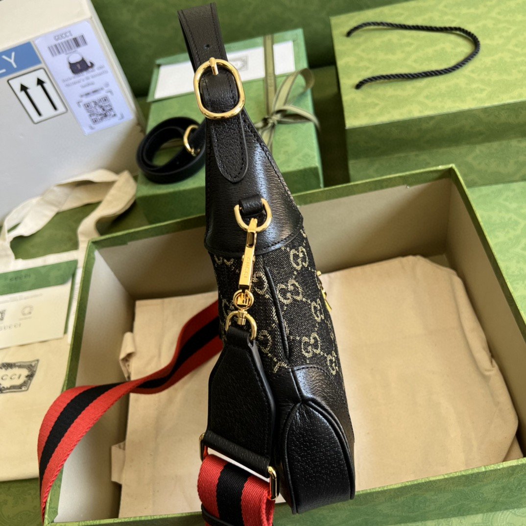 Gvc*1 Jackie 1961 Small Shoulder Bag Black And Ivory GG Denim Jacquard For Women 11in/28cm 678843 UN3AG 1294