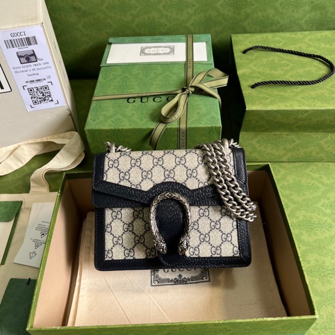 Gvc*1 Dionysus Mini Bag Beige And Blue GG Svp*me Canvas For Women 7.5in/20cm