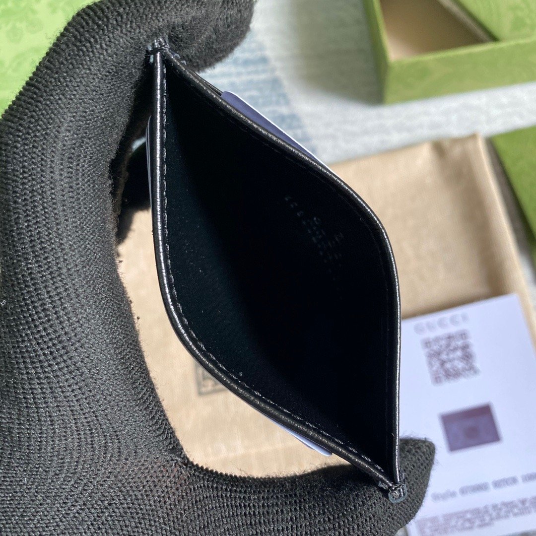 Gvc*1 Card Case with Interlocking G Black For Men 4in/10cm GG 673002 92TCN 1000