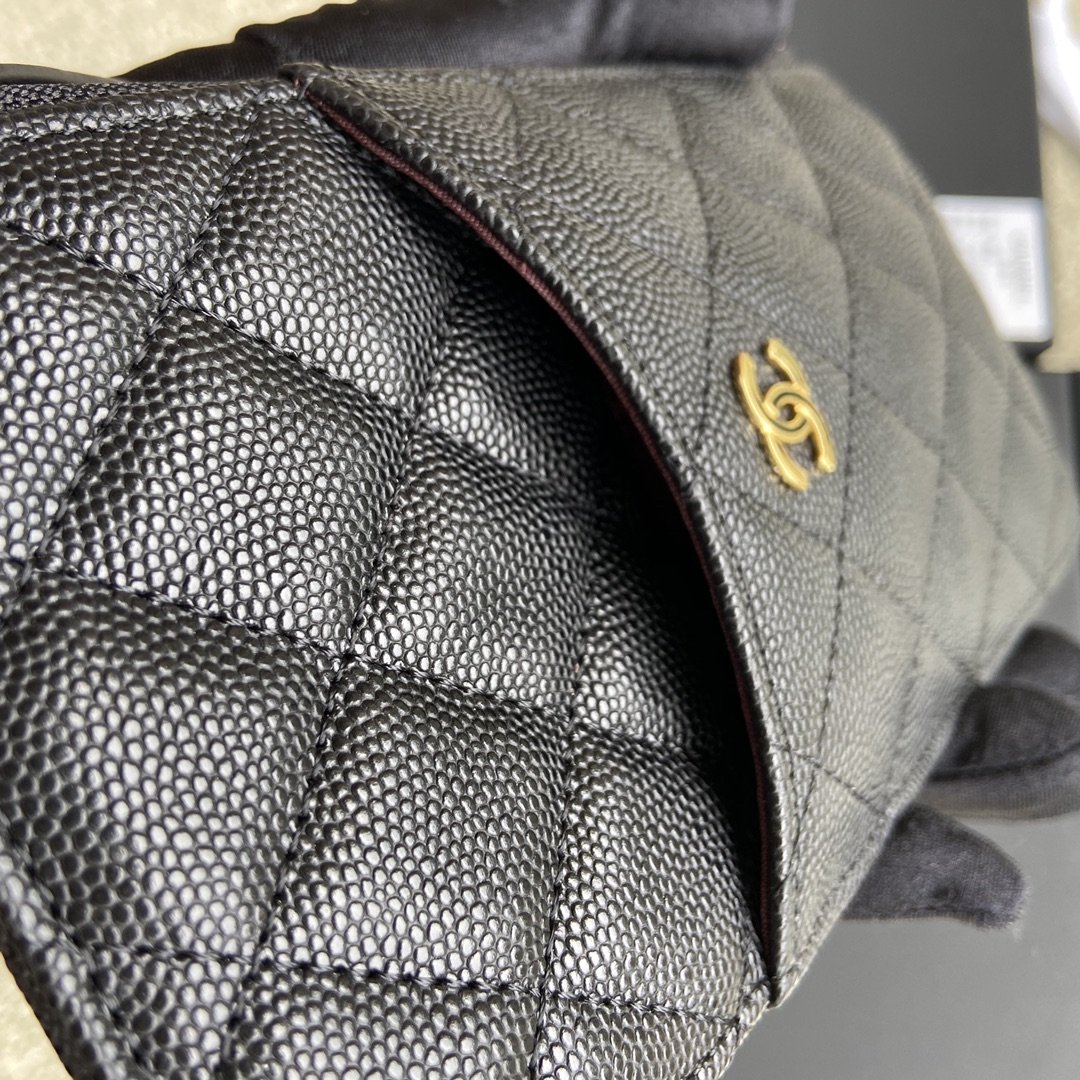 Ch**el CO-CO Mini Pouch Wallet 19.5cm/7.7in Gold Hardware For Women Black