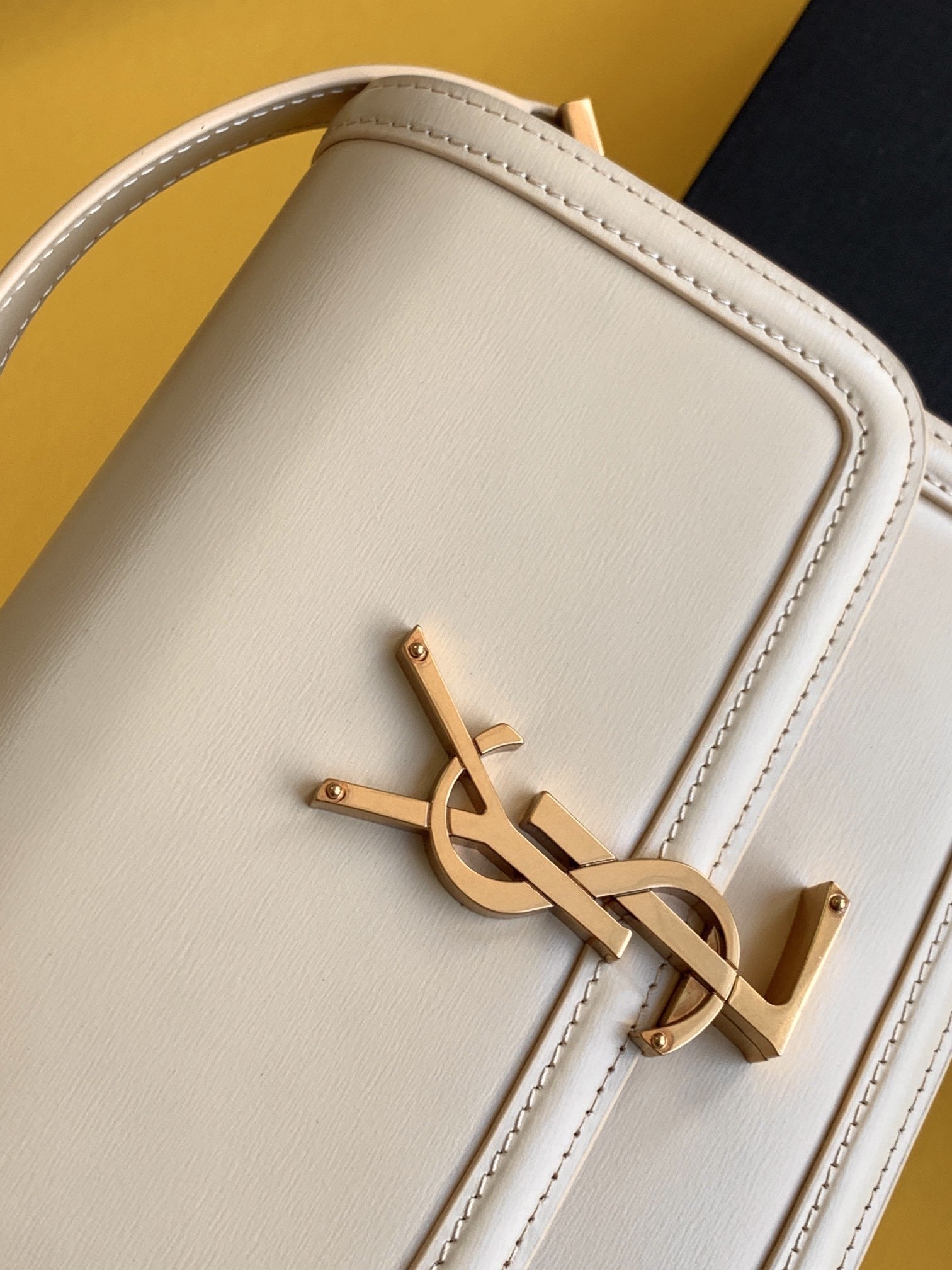 Sa1nt Lau*nt Solferino Small Satchel Bag Beige In Box With Gold Hardware 7.4in/19cm Y51 6343060SX0W9207