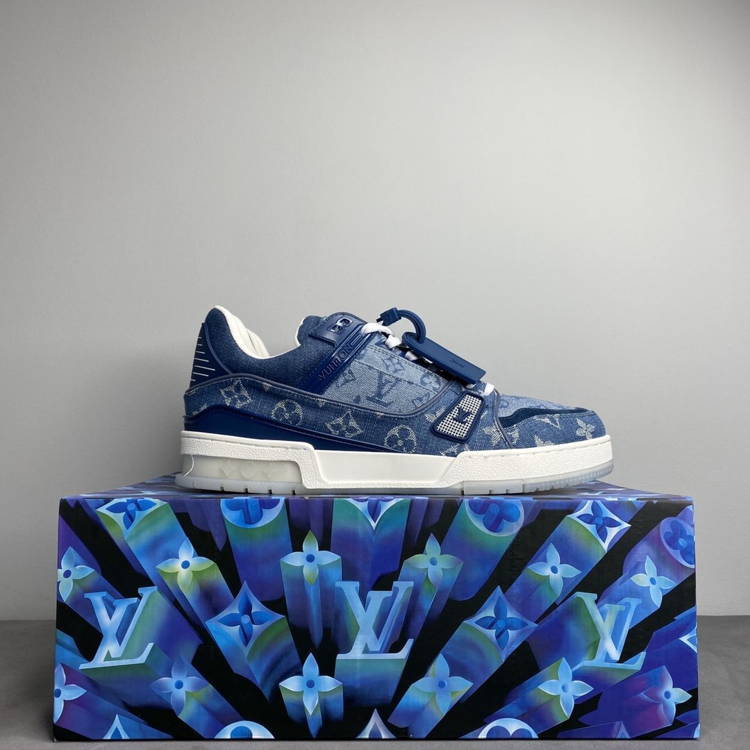 L0vis Vvtt0n Trainer Sneaker Rubber Monogram Denim Blue  Virgil Abloh For Men LV
