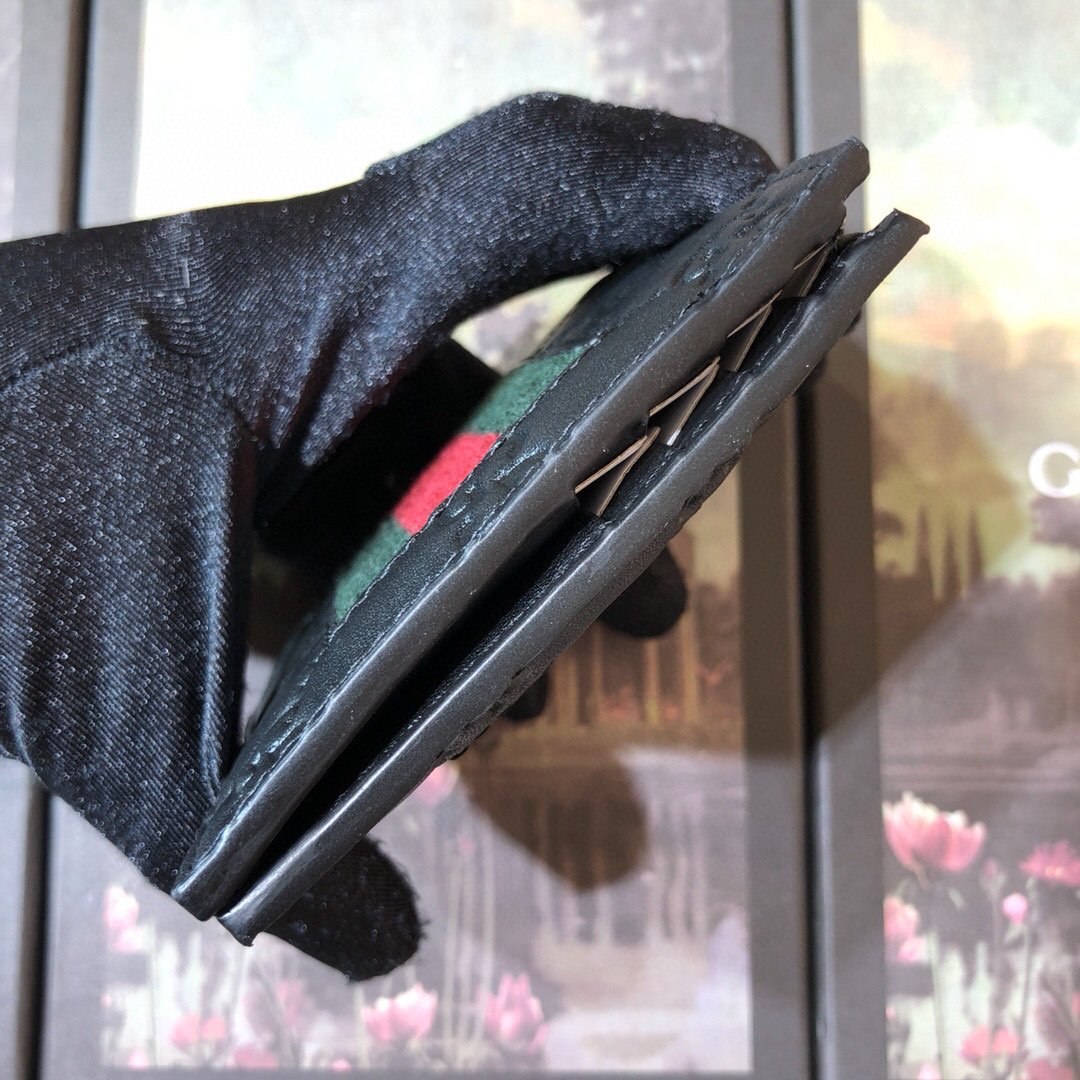 Gvc*1 Signature Web Wallet Black Green and red Web For Men 4.5in/11cm GG 408827 CWCLN 1060