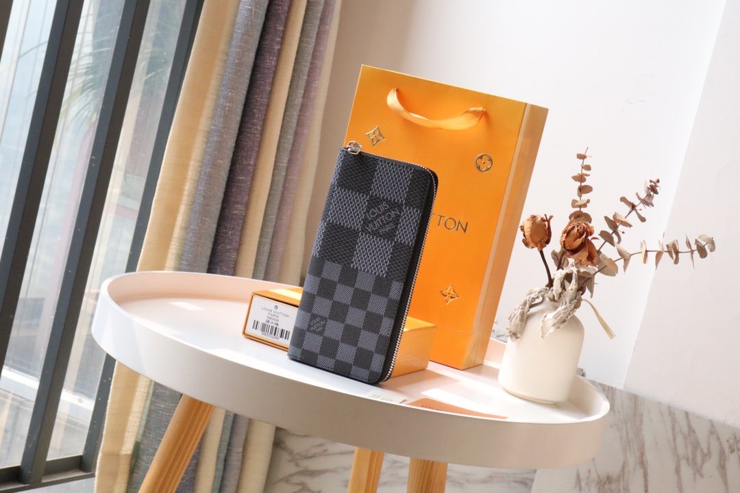 L0vis Vvtt0n Zippy Wallet Vertical Damier Graphite For Men, Men’s Wallet 7.9in/20cm LV