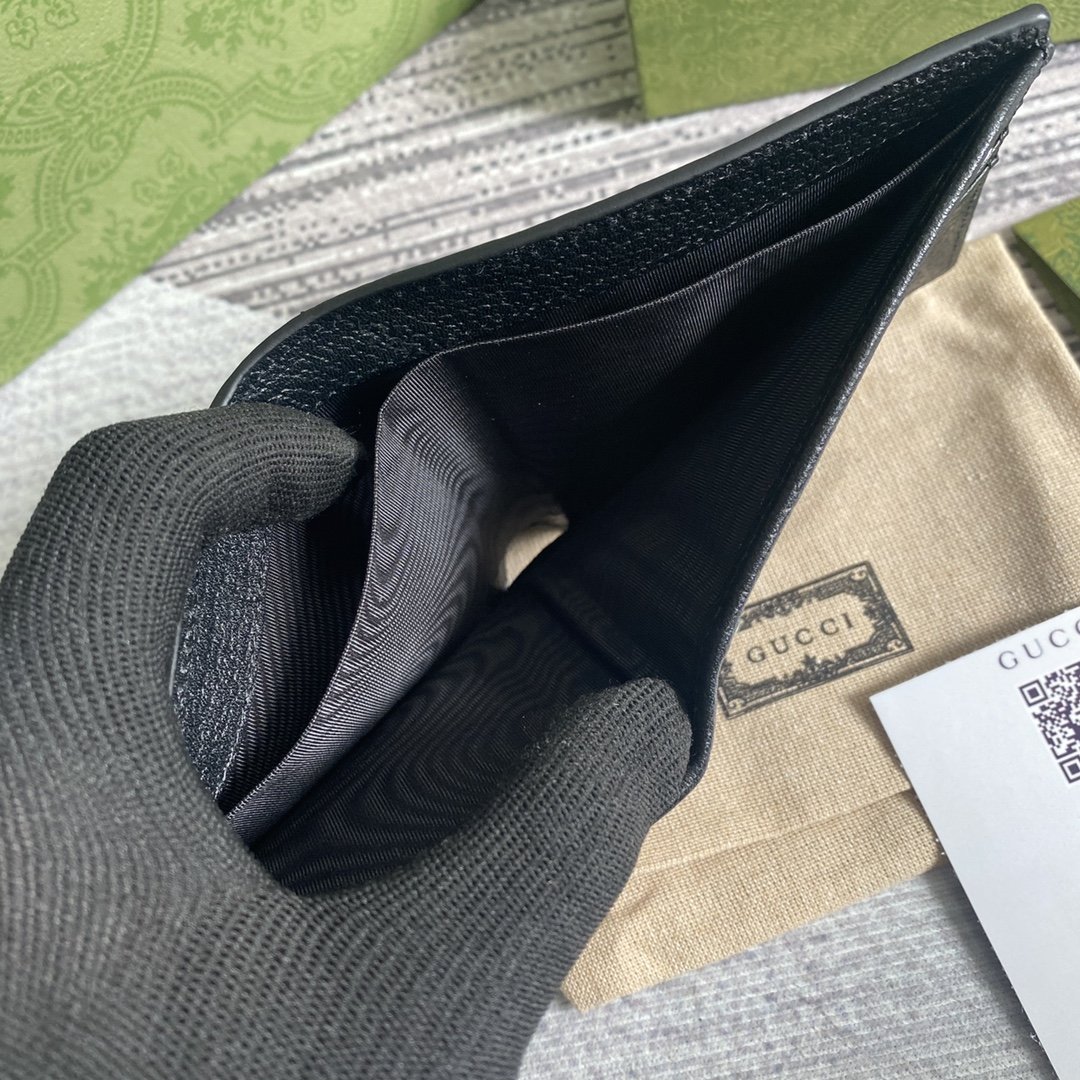 Gvc*1 Marmont Bi-Fold Wallet Black For Men 4.3in/11cm GG 428727 DJ20T 1000