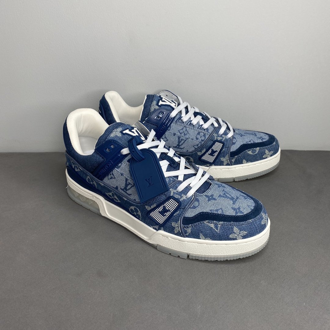 L0vis Vvtt0n Trainer Sneaker Rubber Monogram Denim Blue  Virgil Abloh For Men LV