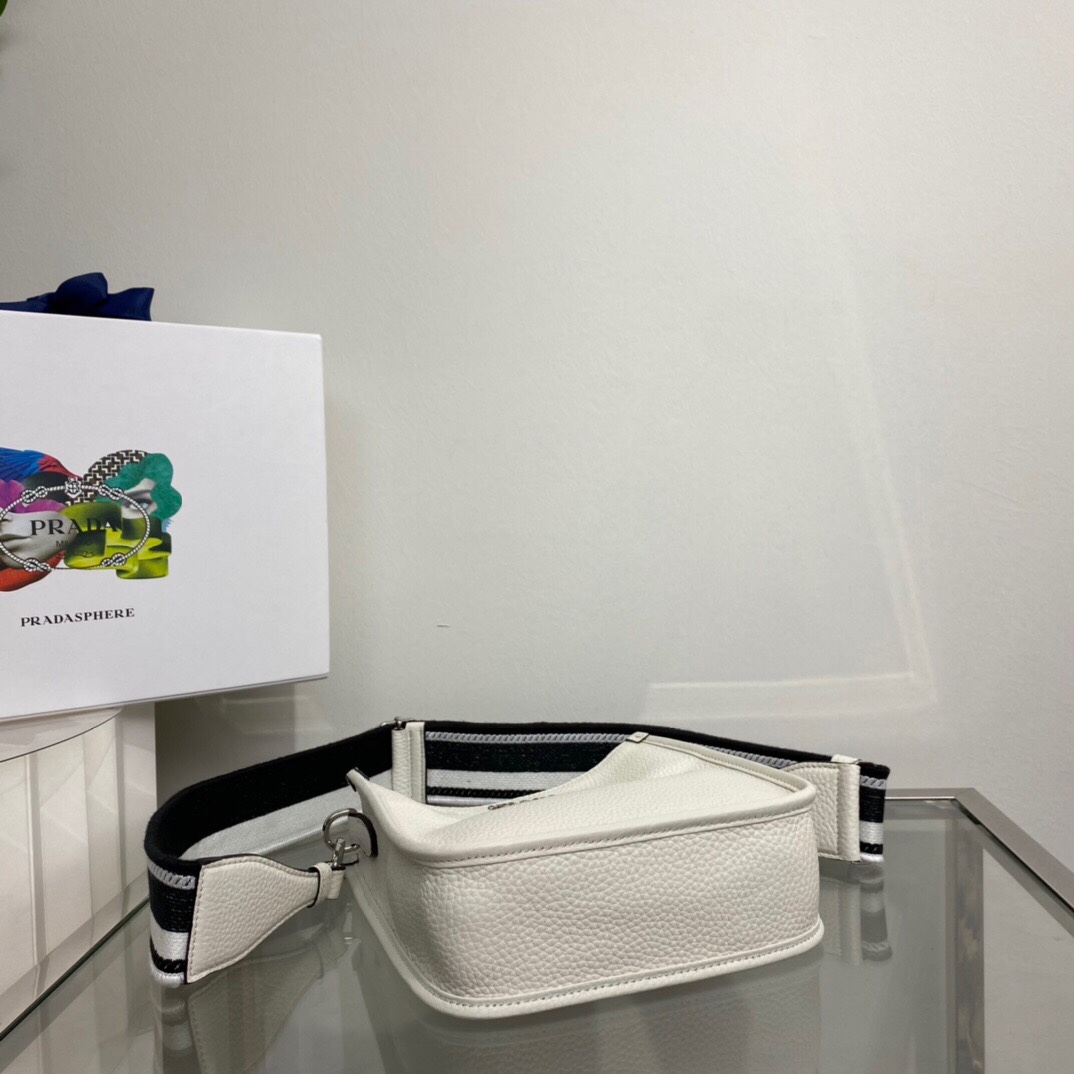 Pra*a Mini Shoulder Bag White For Women, Women’s Bags 7.9in/20cm