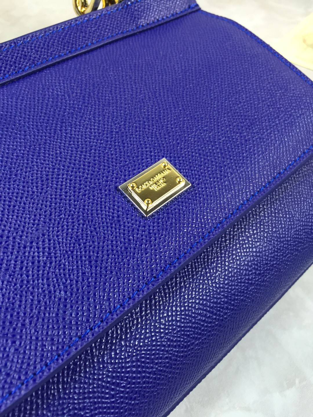 Dolce & Gabbana Medium Sicily Handbag In Dauphine Dark Blue For Women 10.2in/26cm DG