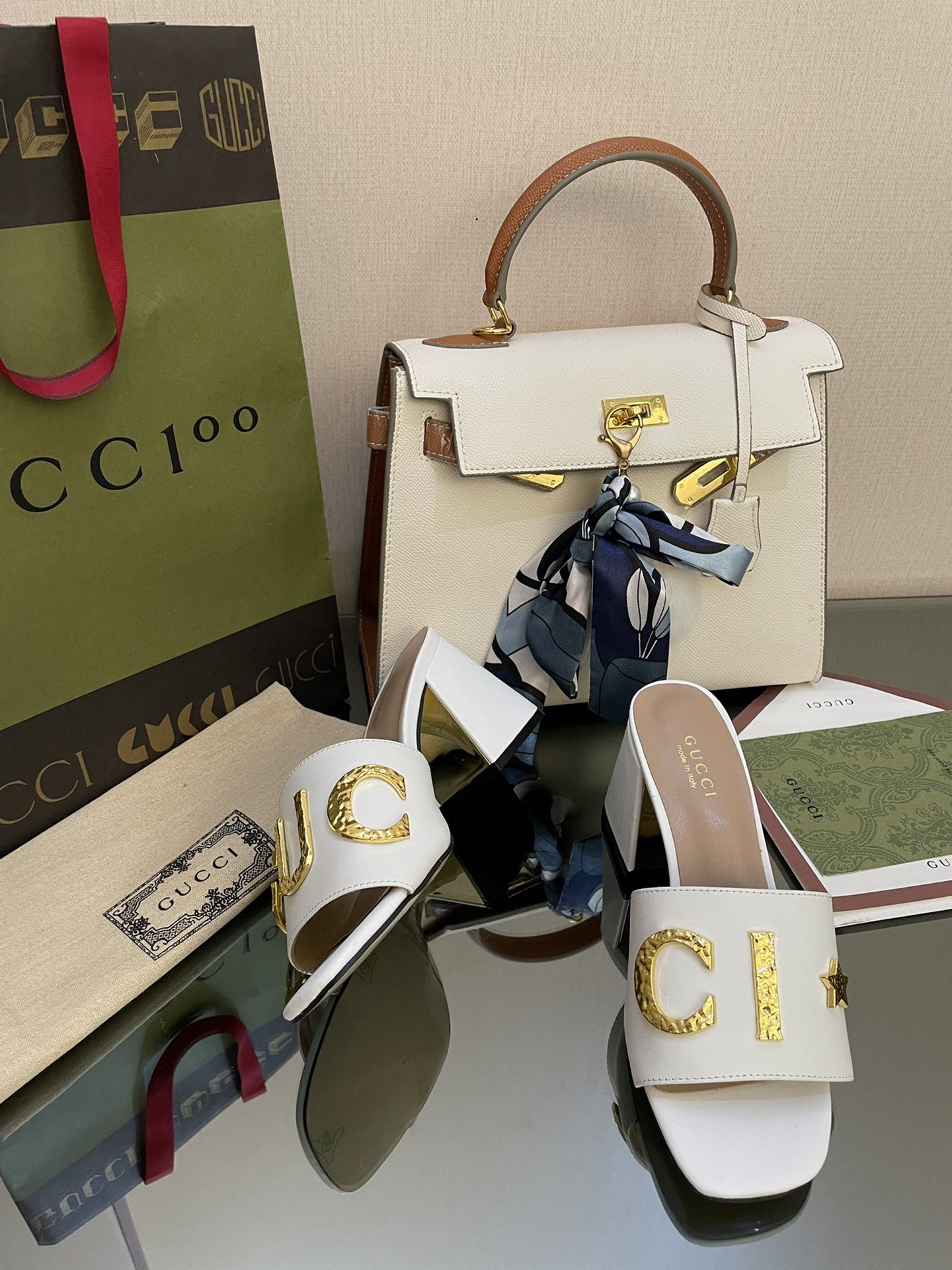 Gvc*1 Women’s ‘Gvc*1’ Slide Sandal White For Women GG