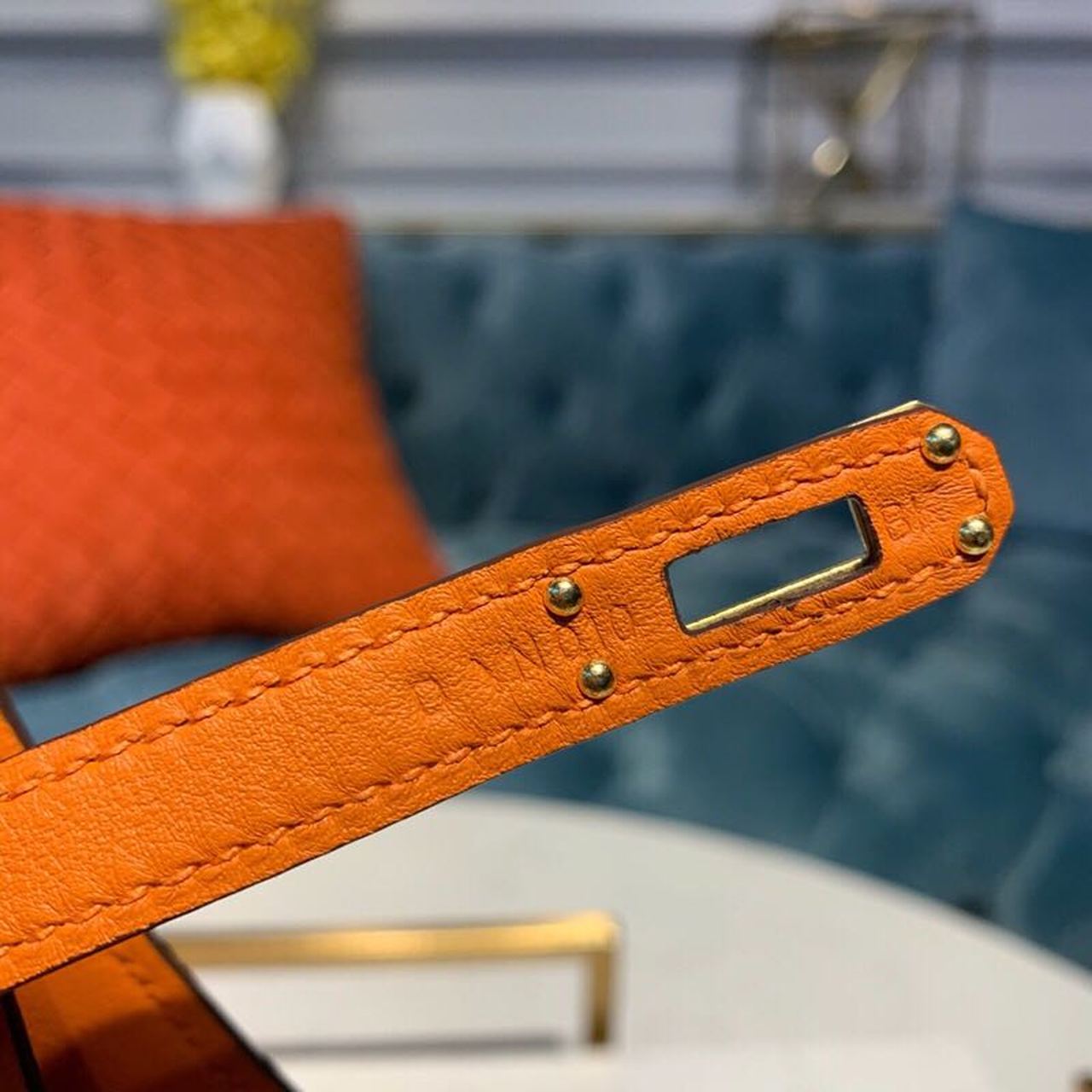 H**me5 Kelly Danse II Bag Swift Orange Gold Hardware For Women 8.7in/22cm