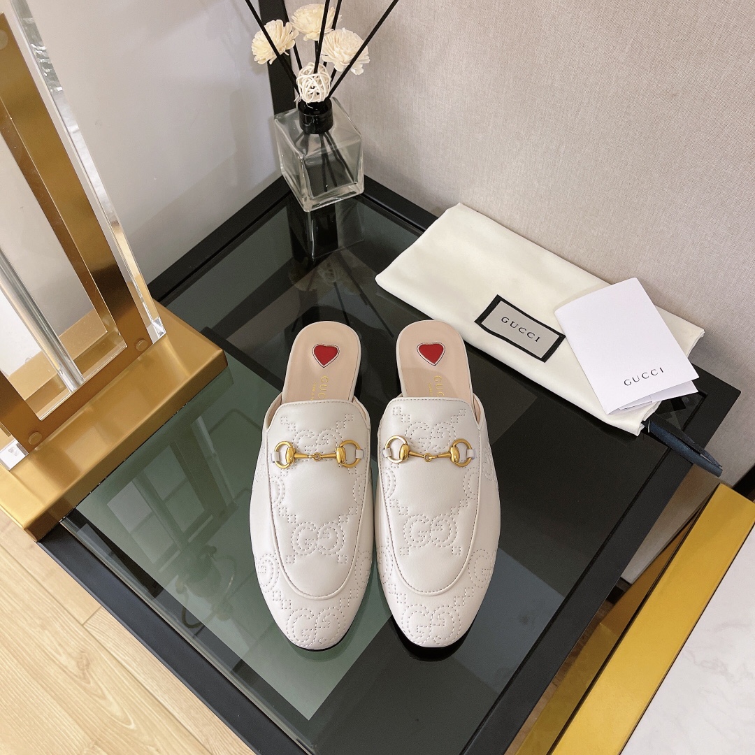 Gvc*1 Women’s GG Matelasse Princetown Slipper White For Women GG 699901 BKO60 9124