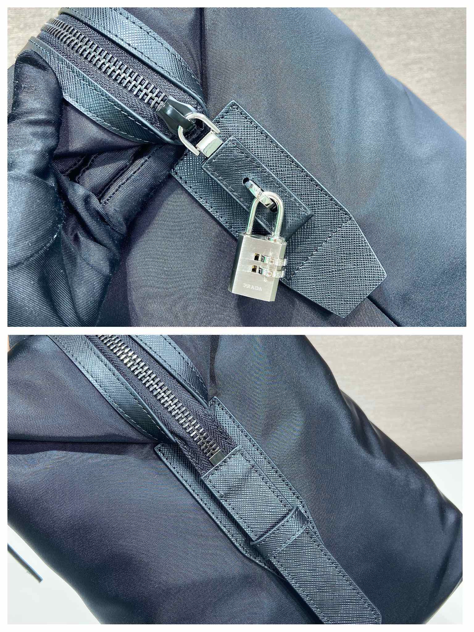 Pra*a Re-Nylon And Saffiano Duffle Bag Black 17.5in/45cm 2VC796_2DMH_F0002_V_OOO