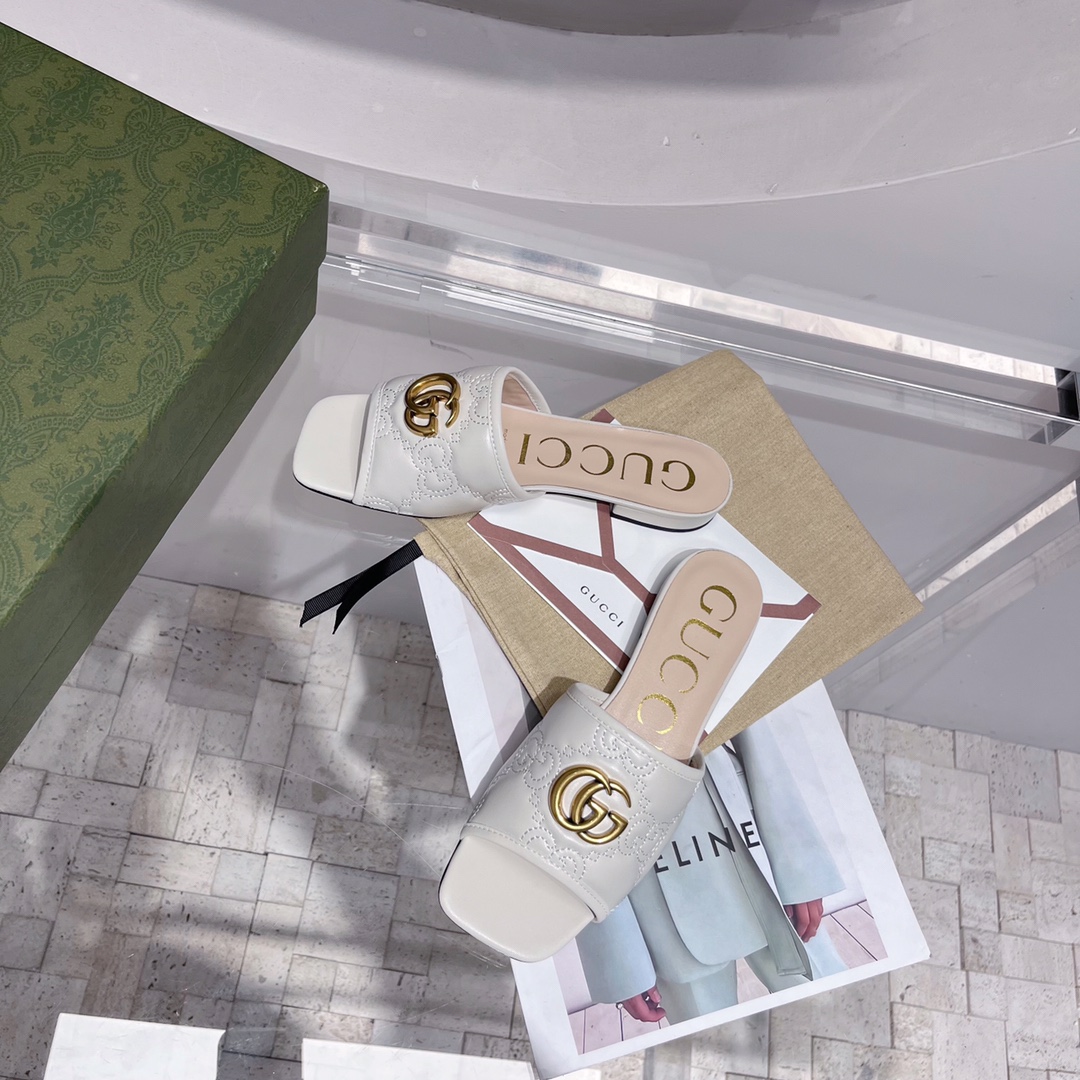 Gvc*1 Women’s Slide Sandal With Double G White For Women GG