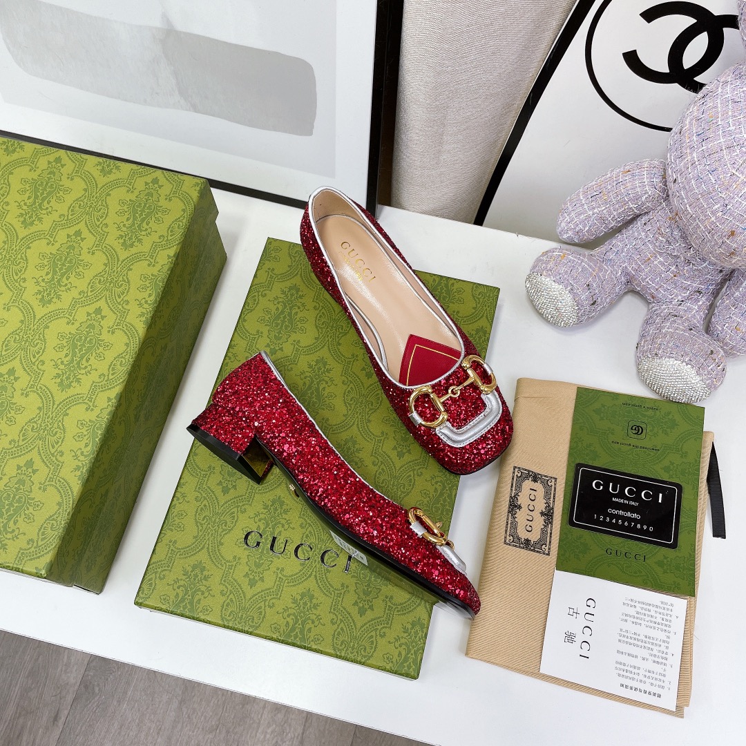 Gvc*1 Lovelight Crystal Ballet Flat With Horsebit Red For Women GG