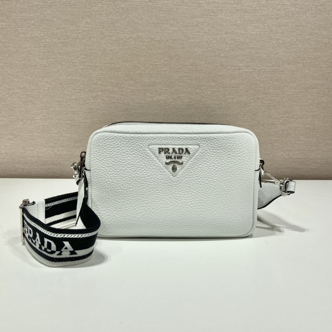 Pra*a Bag With Shoulder Strap White For Women, Women’s Bags 8.6in/22cm 1BH082_2DKV_F0009_V_3OM