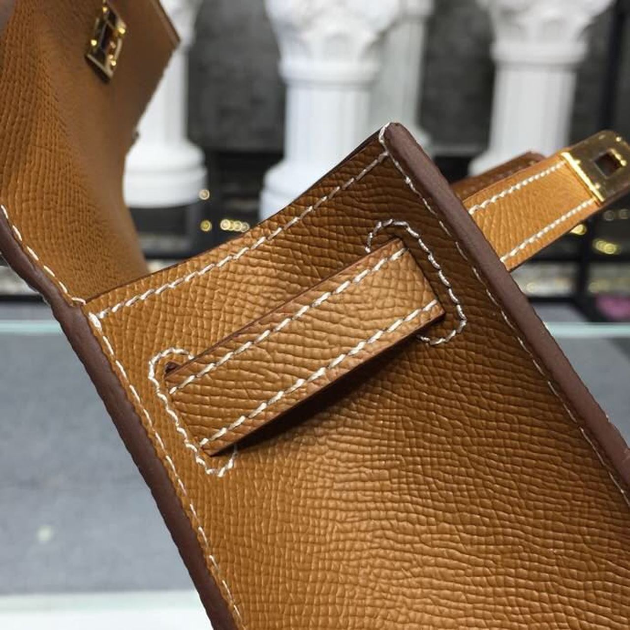 H**me5 Mini Kelly KP Pochette Gold For Women Gold Toned Hardware 8.7in/22cm