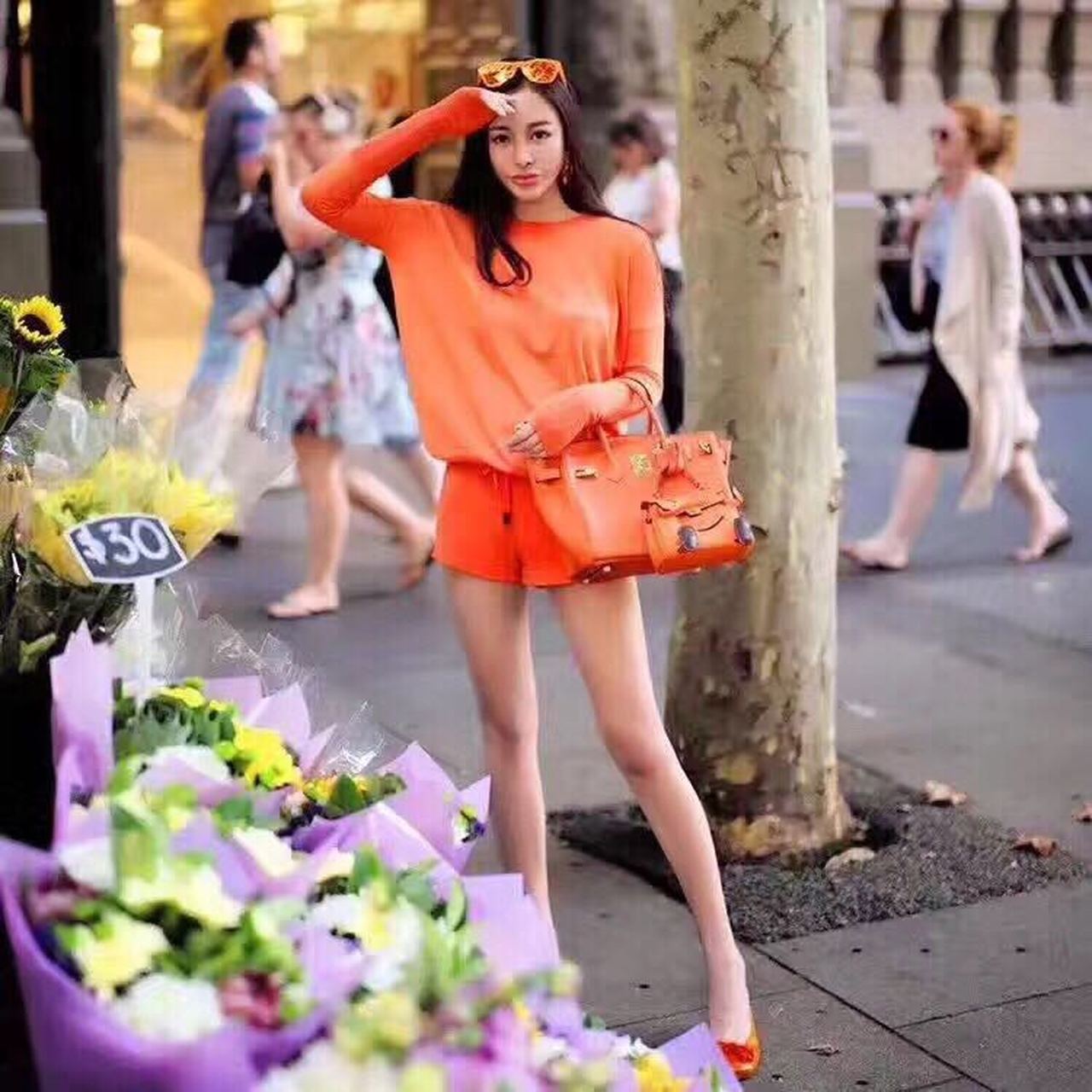 H**me5 Birkin Electric Orange Poppy 8V For Women Gold Toned Hardware 11.8in/30cm