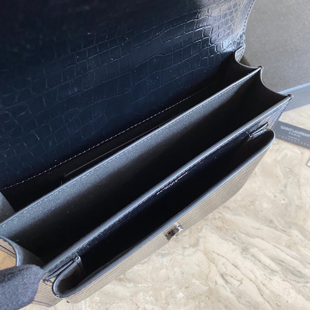 Sa1nt Lau*nt Sunset Medium Chain Bag Black For Women 8.6in/22cm Y51 442906DND0U1000