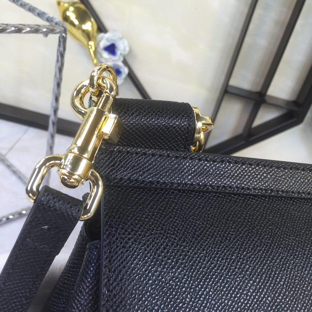 Dolce & Gabbana Medium Sicily Handbag In Dauphine Black For Women 10.2in/26cm DG BB4347A100180999