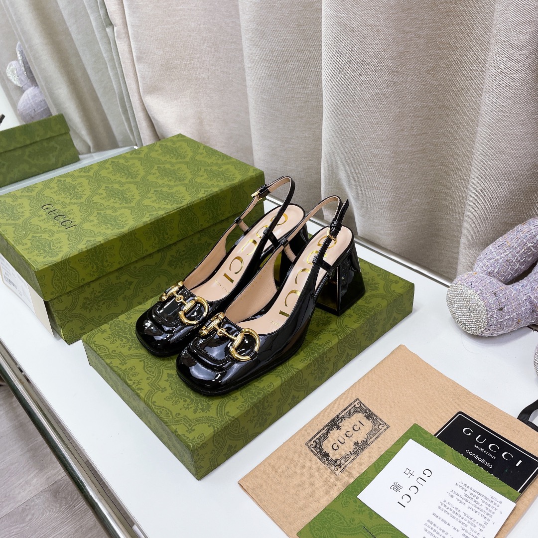 Gvc*1 Women’s Mid-Heel Slingback With Horsebit Black For Women GG 643892 BNC00 1000